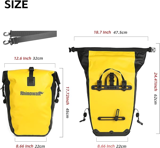 Rhinowalk Bike Bag Waterproof Bike Pannier Bag for Bicycle Cargo Rack Saddle Bag Shoulder Bag Laptop Pannier Rack Bicycle Bag Professional Cycling Accessories