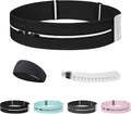 Running Belt for Women and Men, Adjustable Fanny Packs No Bounce Phone Holder for Running with Water Bottle & Headband, Waterproof Reflective Waist Packs for Runner Fits All Phones (L-Black)