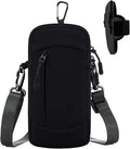 Cell Phone Crossbody Bag with Arm Band, Waterproof Phone Holder Pouch Fits iPhone & Android up to 7'', Small Sling Shoulder Purse for Running, Hiking, Travel, Workout (Black)