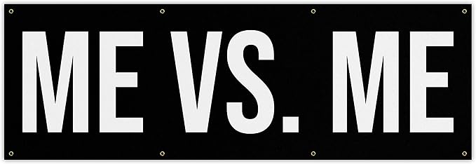 Me Vs Me Banner - Motivational Home Gym Decor - Large Quote Wall Art - Weightlifting - Inspirational (60 x 20 Inches)