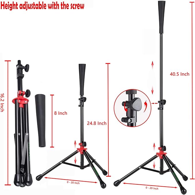 Storgem Batting Baseball tee Softball, Easy to Adjustable Height,Portable Tripod Stand Base Tee for Hitting Training Practice,with Carrying Bag