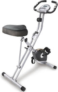 Exerpeutic Foldable Exercise Bike, 8 levels of Resistance Stationary Bicycle with Airsoft Seat, LCD Display to Track Distance, Calories, Time and Speed