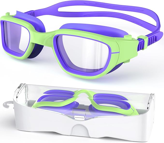 Kids Swim Goggles,Swimming Goggles for Kids 6-14, Anti-Fog UV Protection Pool Glasses for Boys Girls