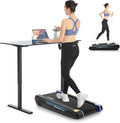FUNMILY Smallest Walking Pad with 5% Incline, 2 in 1 Under Desk Treadmill for Home Office, 2.5 HP Mini Compact Walking Treadmill, Installation-Free/300lbs Weight Capacity/Unique Lighting Design