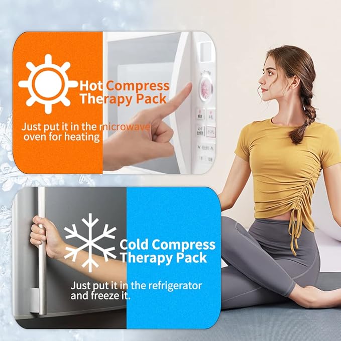 Extra Large Ice Pack for Injuries Reusable, Physical Therapy Cold Pack w/2 Straps for Full Back Knee Pain Relief, Hot Cold Compress Gel Ice Wrap for Swelling, Bruises, Large Ice Pad 23.2" x 14.5" Blue