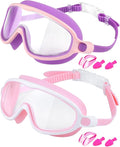 Rantizon Swim Goggles 2 Pack, Wide View Anti Fog&UV Swimming Goggles for Audlt, No Leaking Swim Glasses for Men Women Kids