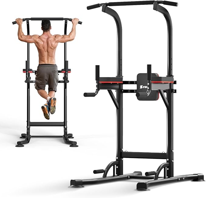 ZENOVA Pull Up Bar Dip Station Multi-Function Strength Training Equipment for Men Women Muscle Building 330/500 LBS Weight Capacity