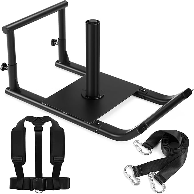 GADFISH Medium-Sized Weight Sled, Adjustable Height Workout Fitness Sled for Speed Training, Push and Pull Sleds for Exercise, Suitable for 1" & 2" Weight Plate, Applicable to Multiple Scenarios