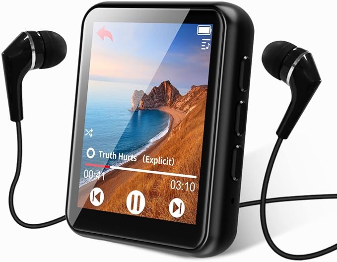 64GB MP3 Player Bluetooth 5.3 Touch Screen Music Player Portable mp3 Player with Speakers high Fidelity Lossless Sound Quality mp3 FM Radio Recording e-Book MP3 Player Support (128GB)