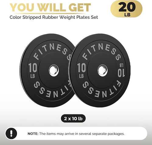 2 Inch Bumper Plates，10-500lbs，Barbell Rubber Olympic Weight Plates Set for Home Gym, Strength Training & Weight Lifting, Multiple Options Colors