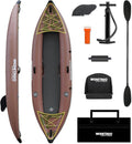 PVC Inflatable Kayak with Drop Stitch Floor, Recreational Touring Kayak with Kayak Paddle, Hand Pump and Carrying Bag, 1-2 Person