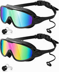 Rantizon Swim Goggles 2 Pack, Wide View Anti Fog&UV Swimming Goggles for Audlt, No Leaking Swim Glasses for Men Women Kids
