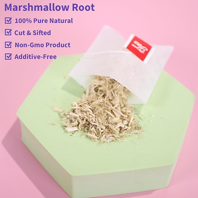 TEARELAE - Marshmallow Root Tea Bags - 2g x 40 Count - Premium Natural Cut & Sifted Althaea Officinalis - Non-GMO - Caffeine-free - Support Digestion & Respiratory