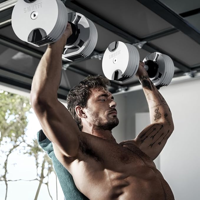 SMRTFT NUOBELL Adjustable Dumbbells | The Original All-in-One NUOBELL Adjustable Dumbbell Set | Feel Real Like Traditional Dumbbells | Highly Durable | Best 2 Year Warranty