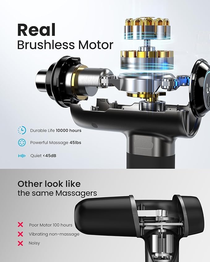RENPHO Massage Gun with Bluetooth, Portable Percussion Massager for Back and Neck, Handheld Device with Carry Case, Gifts for Men Women, Active+