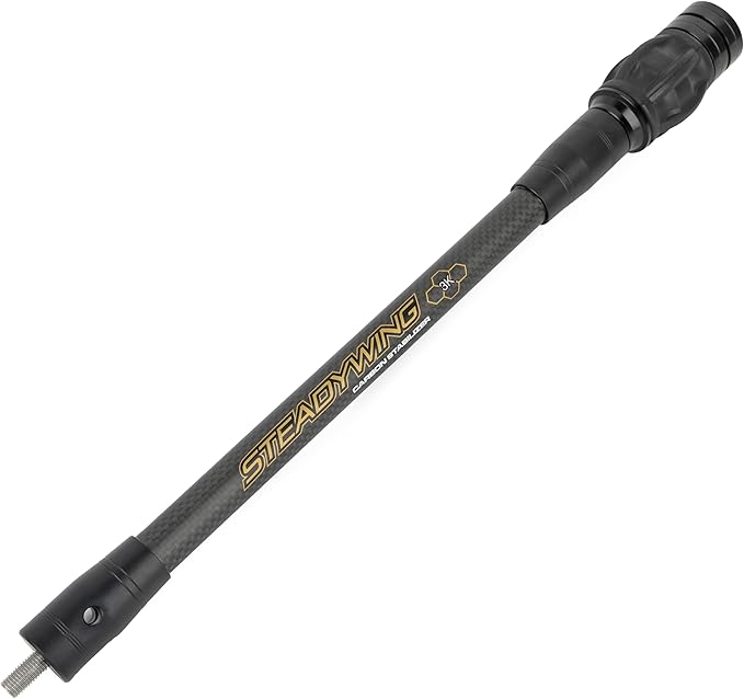 AMEYXGS Archery Bow Stabilizer for Compound Bow, 3K Carbon Fiber 6", 8", 10", 12" 15" Rods, Damping System, Weights Kit, Single Side V-Bar Mount,Quick Disconnect