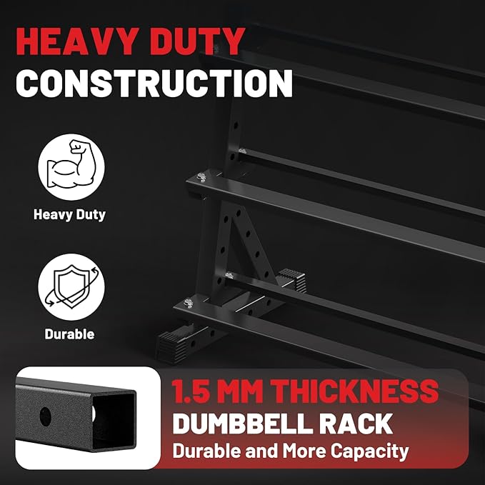 PAPABABE Hex Dumbbell Set with Rack, Rubber Encased Free Weight with Weight Storage Racks, Multiple Weight Options for Home Gym and Fitness