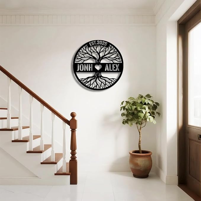 Personalized Tree of Life Metal Name Sign | Custom Metal Signs | Family Wall Art | Wedding Gift & Anniversary | Indoor Decor Gift for Women, Men, Wife, Parents, Couple