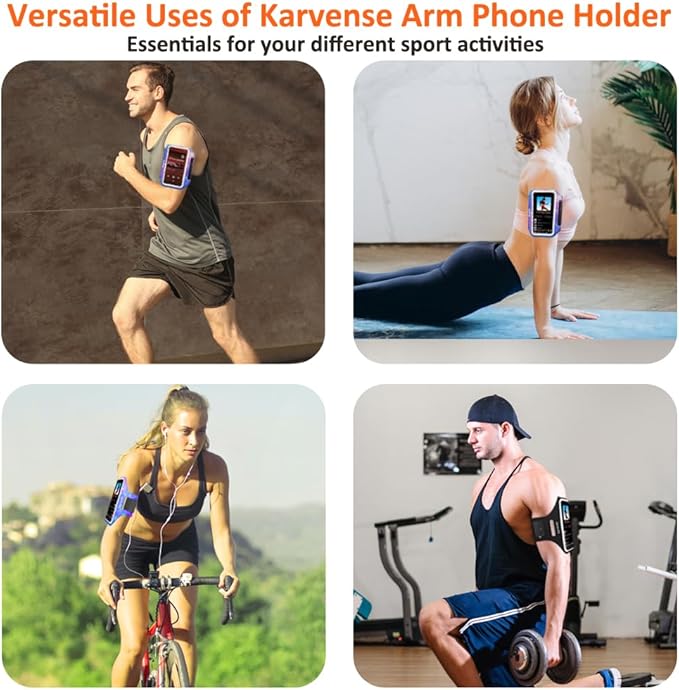 Arm Band for Phone for Running, Phone Holder for Running for iPhone & Samsung Galaxy, Cell Phone Armband Holder for Walking, Gym, Workout, w/Adjustable Strap & Zipper Pocket (Purple-S)