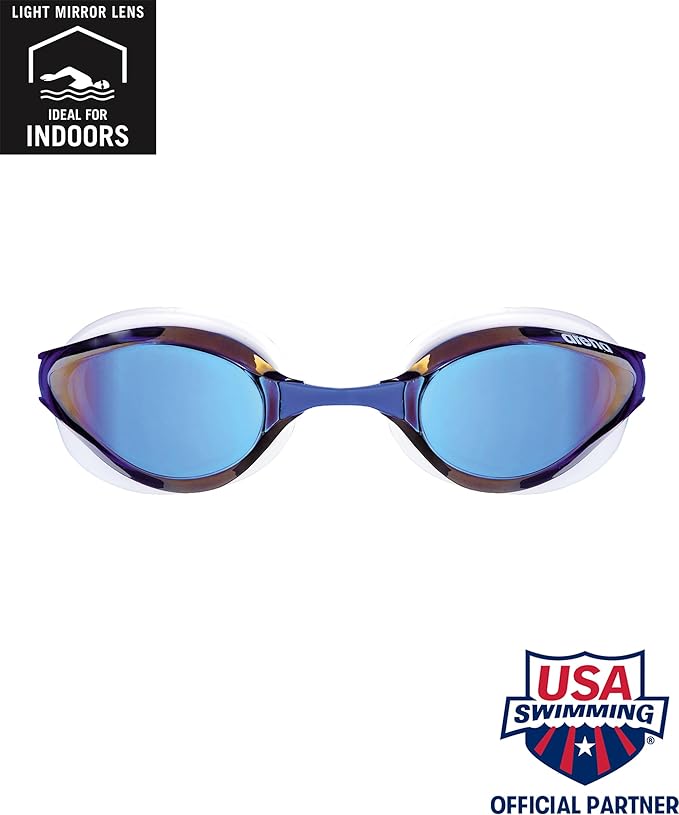 ARENA Unisex Python Racing Swim Goggles for Men and Women Anti-Fog No Leak Max Comfort Dual Strap, Mirror/Non-Mirror Lens