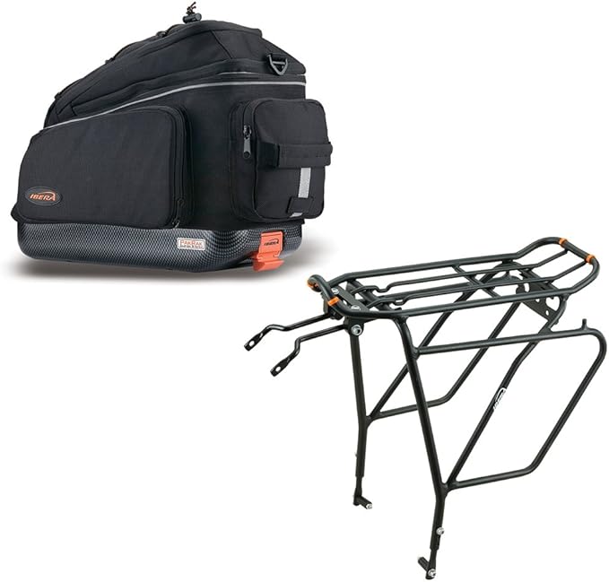 Ibera PakRak Touring Bicycle Seatpost/Disc/Non/Disc Rack and Quick Release Bag