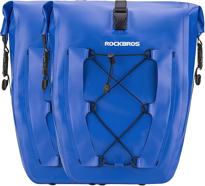 ROCKBROS Bike Panniers Waterproof Bike Rear Rack Bag Max 30L Large Capacity Bike Rear Panniers for Cycling Traveling Commuting