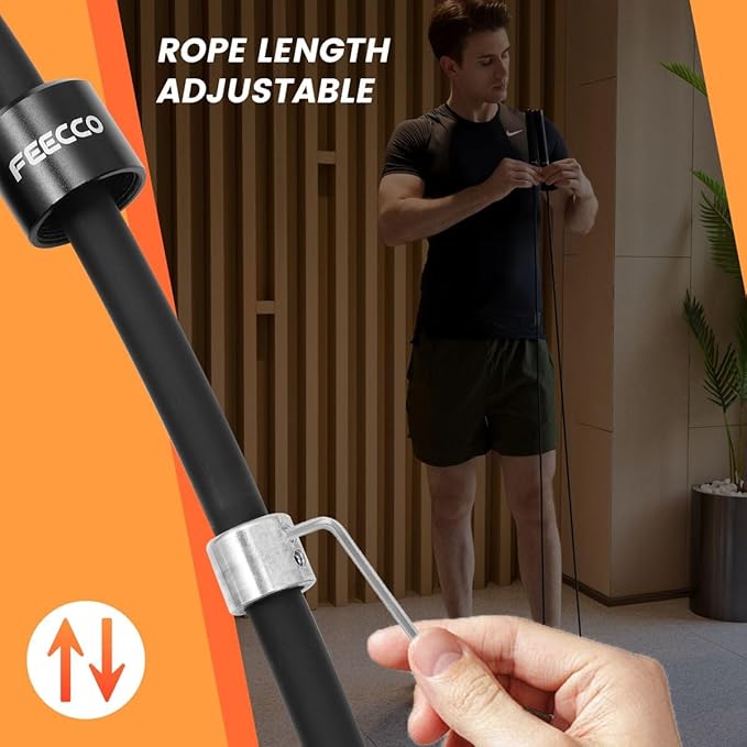 FEECCO Weighted Jump Rope - Heavy PVC Ropes with Metal Handles and Ball Bearings