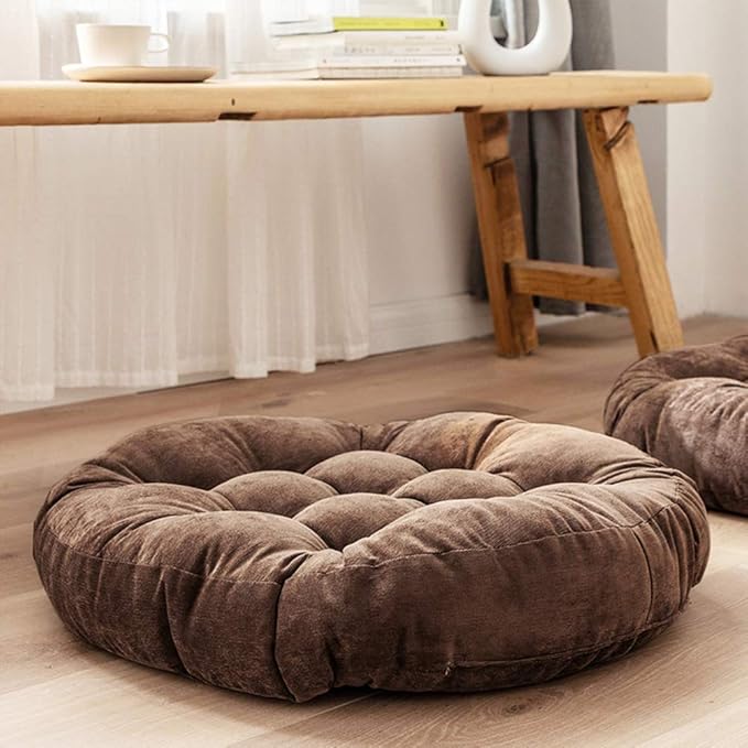 Tiita Indoor/Outdoor Floor Pillows Cushion 22"x22" Round Seat Cushions for Patio Garden, Meditation Cushion for Yoga Living Room Sofa Balcony, Coffee
