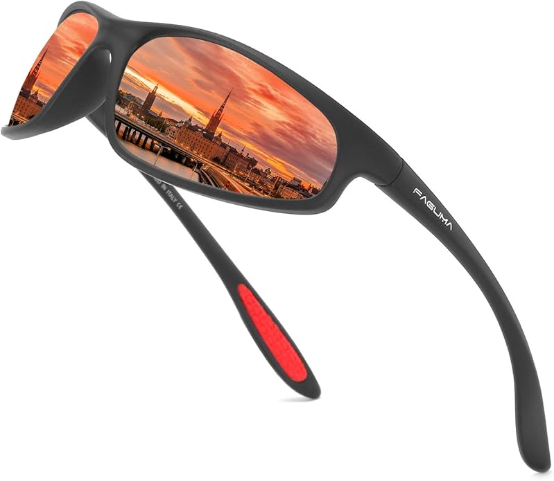 FAGUMA Polarized Sports Sunglasses For Men Cycling Driving Fishing UV400 Protection
