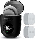 KingPavonini Wireless TENS Unit, Muscle Stimulator for Pain Relief, Portable Rechargable TENS EMS Machine, LED Screen, Remote, Dual Channel 6 Modes 16 Intensity Massager, Charging Case (4 Pads)