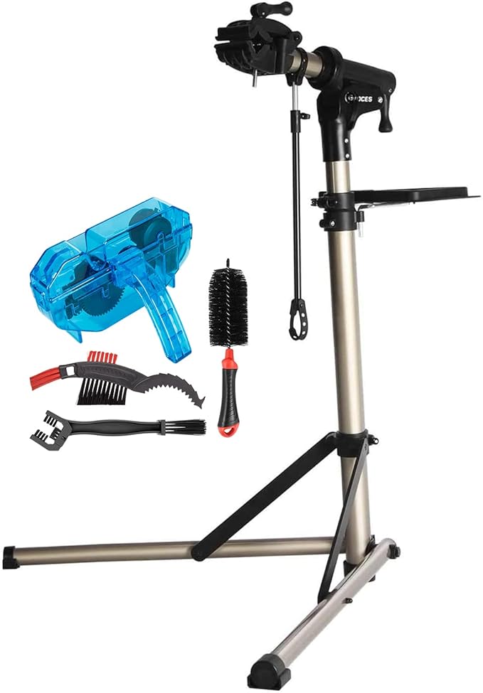 CXWXC Bike Repair Stand -Shop Home Bicycle Mechanic Maintenance Rack- Bike Workstands for Mountain Bike and Road Bike (C:Champagne Blue)