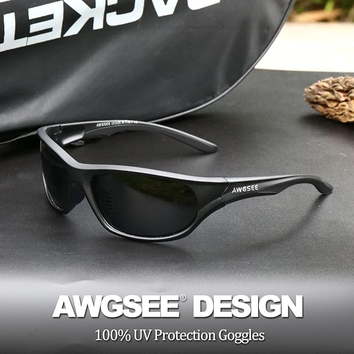 Polarized Sports Sunglasses for Men,TR90 Unbreakable Frame Sunglasses for Fishing Driving Cycling UV400 Protection