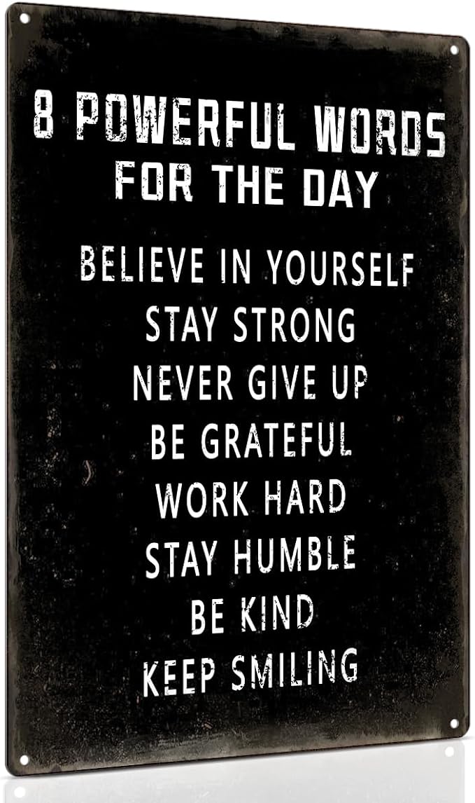 ALKB Inspirational Wall Art Metal Sign 8 x 12 Inch, Inspiring Positive Quotes Room Decor for Living Room Bedroom Classroom Gym, Motivational Wall Decor for Teen