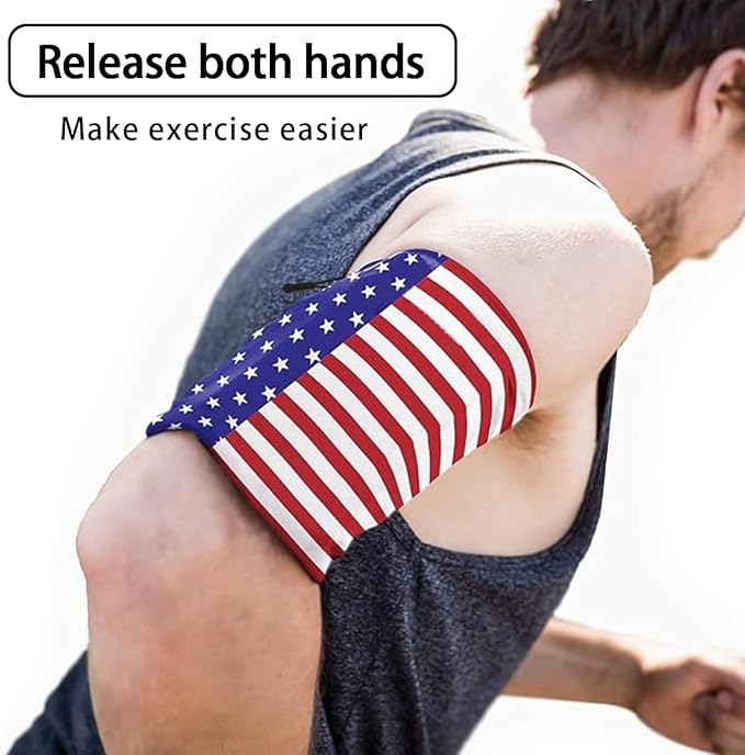 Running Phone Armband for Men Women,Universal Arm Bands for Phones Below 7.5 Inches,Waterproof Cell Phone Armband for Hiking,Running,Cycling,Climbing(Star Stripes S)