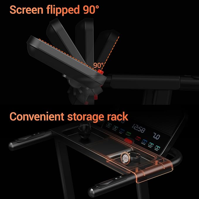 Treadmills for Home, 15% Incline Treadmill, Folding Treadmill Filpped Screen and Heart Rate Sensor, 3.0HP Quiet Brushless Dual Cushion System, 300lbs Weight Capacity