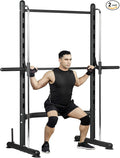 Soozier Squat Rack with Pull-Up Bar, Adjustable Power Rack with Barbell Bar, Multi-Functional Bench Press Rack for Home Gym Strength Training