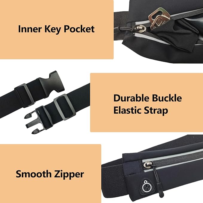Slim Running Belt Fanny Pack for Men Women, Running Phone Holder Runners Pouch Waist Pack for Workout, Money Belt, Running Gear Accessories [Fits ALL Phones]