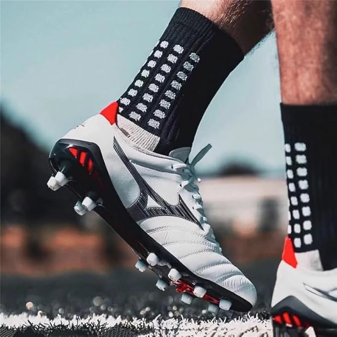 2 Set Anti-Slip Grip Soccer Socks with Shin Guard Sleeves, Sports Athletic Socks for Men Women