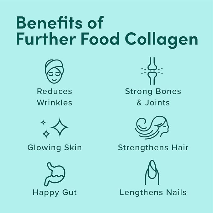 Further Food Unflavored Marine Collagen Peptides Powder, Wild Caught, Sustainable, Type 1 & 3 Collagen, Gut + Joint Support, Hair, Skin, Nails, Sugar-Free 5.93 oz