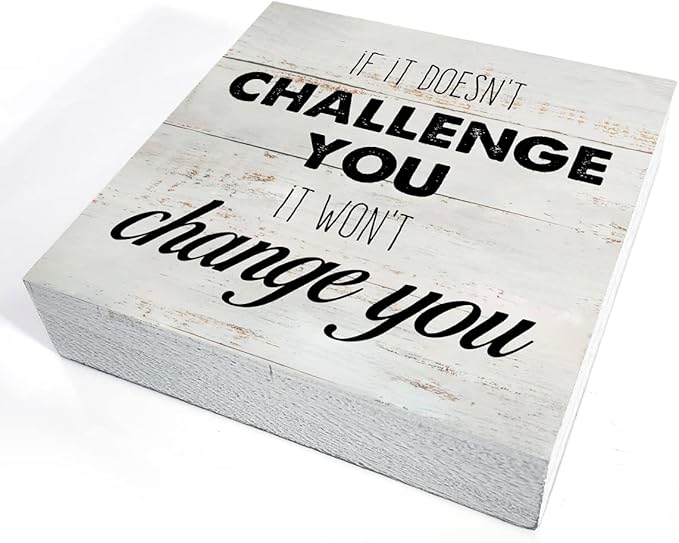 Rustic Uplifting Fitness Wood Box Sign Motivational Workout Wooden Box Sign Farmhouse Home Home Gym Desk Shelf Decor Gym Buddy Gift (5 X 5 Inch)
