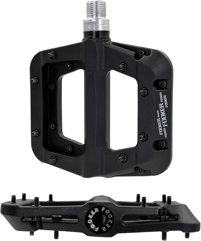 FOOKER MTB Pedals Mountain Bike Pedals 3 Bearing Non-Slip Lightweight Nylon Fiber Bicycle Platform Pedals for BMX MTB 9/16"