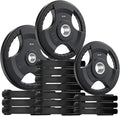 SPART Weight Plate 2-Inch Rubber Coated Olympic Grip Plate for Barbell,Solid Cast Iron Weight Plates in Pairs or Single for Strength Training,Weightlifting,Crossfit,Home Gym(5LB/10LB/25LB/35LB/45LB)