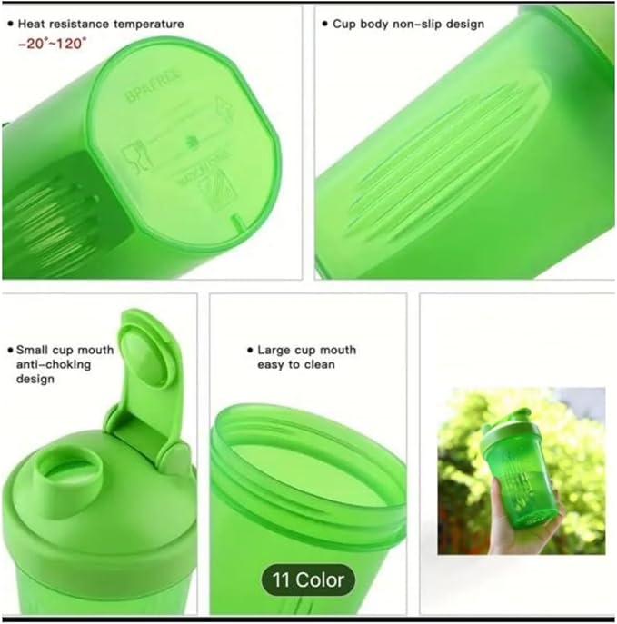 CHNLML Protein Shaker Bottle 400ML/16Oz w. Shaker Ball for Protein Shake, Shaker Bottle with Mixing Ball, Leak-Proof, BPA-Free, for Gym, Workout, Juice Mixer (Blu/Blu, 16Oz-400ML-1Bottle)