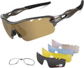 BangLong Polarized Sports Sunglasses Cycling Sun Glasses for Men Women with 5 Interchangeable Lenes for Running Baseball Golf