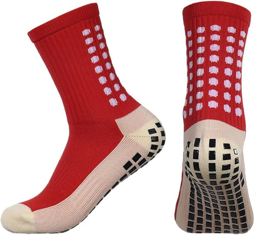 2 Set Anti-Slip Grip Soccer Socks with Shin Guard Sleeves, Sports Athletic Socks for Men Women