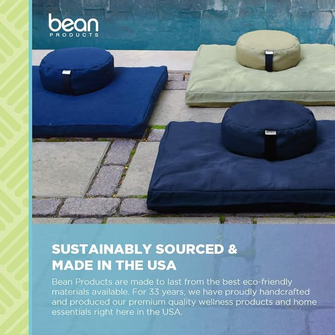 BEAN PRODUCTS MEDITATION CUSHION - Zabuton Meditation Pillows for Sitting on Floor, Yoga Cushion, Cotton Yoga Pillow, Zen Kneeling Prayer Pad- MADE IN USA - Premium 32x26x3, PURPLE