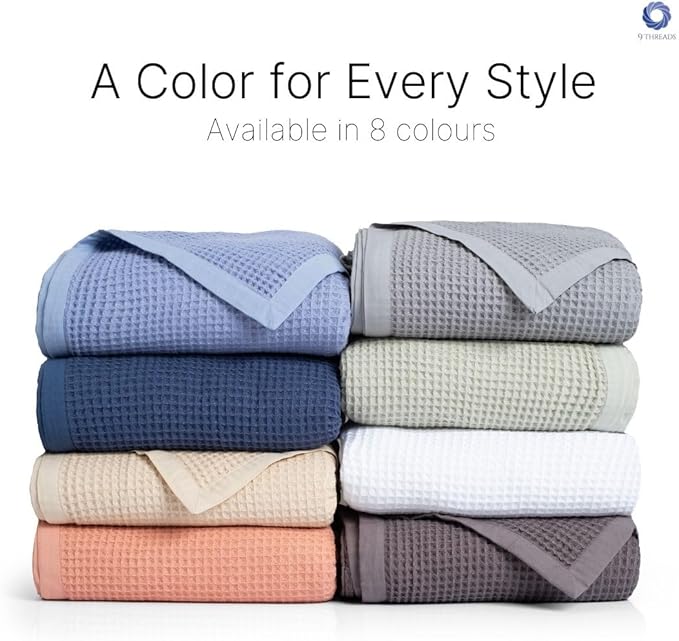 GOTS Certified Organic Cotton Waffle Weave Blanket, King Bed Size,108"X90" Cozy Throw Blanket for Couch, Modern Home Decor, Throw Blankets,Comfy Waffle Blanket Soft Bed Blankets-Navy Blue