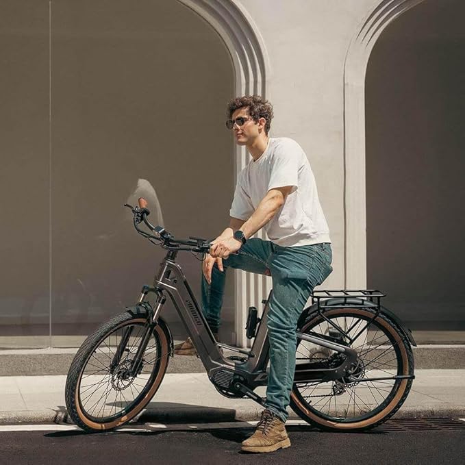 Carbon Fiber Electric Bike for Adults, Peak 1000W Motor 25MPH Ebike with 48V 19.2AH Removable Dual Batteries, 128 Miles Range, 26'' Big Tires, 7-Speed, Electric Bicycle for Men/Women