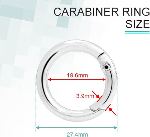 10 Pack 3/4 Inch Trigger Spring O Rings, Metal Round Carabiner Clip Snap Hook, Spring Keyring Buckles for Replacement Purse Strap, Paracord Lanyard Clips, Keychain Rings Hardware DIY Crafts Making