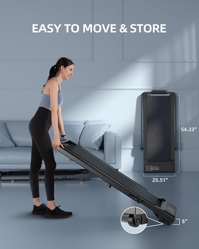 Walking Pad Treadmill with Handle Bar 3.0 HP Foldable Treadmills 300LBS Capacity Folding Walking Pad 3 in 1 Under Desk Treadmill Remote Control with APP